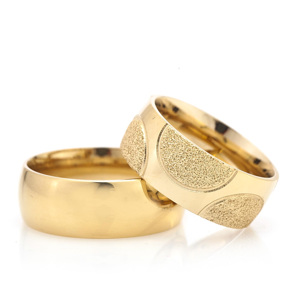 8-MM Gold convex sterling silver wedding ring sets for him and her orlasilver
