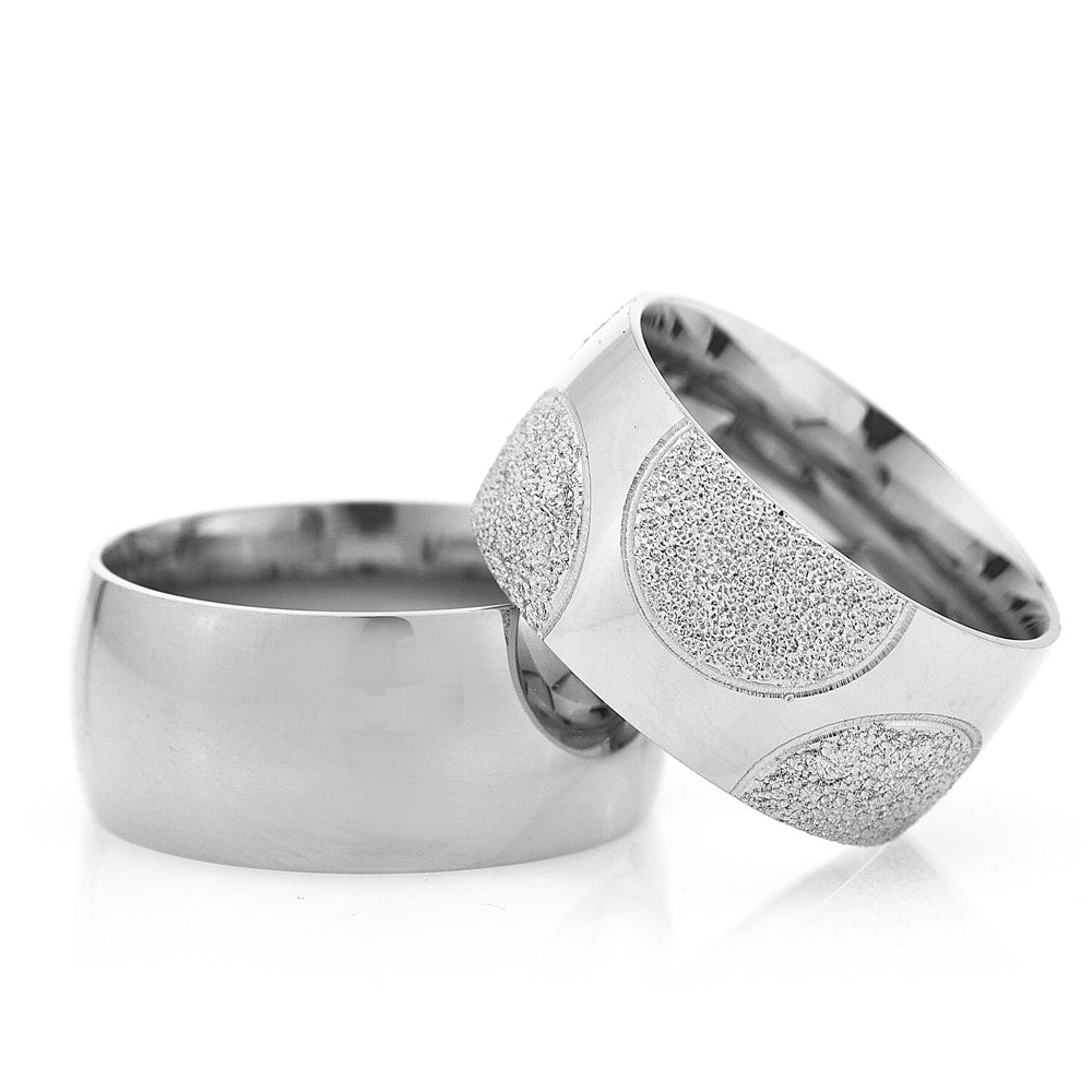 10-MM Silver convex sterling silver wedding ring sets for him and her orlasilver