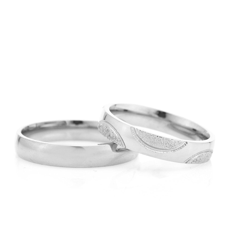 4-MM Silver convex sterling silver wedding ring sets for him and her orlasilver