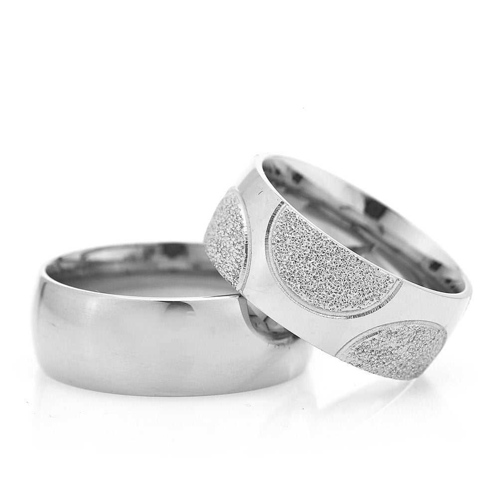 8-MM Silver convex sterling silver wedding ring sets for him and her orlasilver