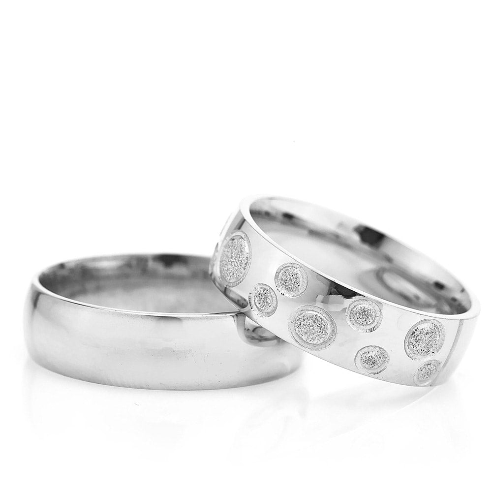 6-MM Silver convex sterling silver wedding ring sets orlasilver