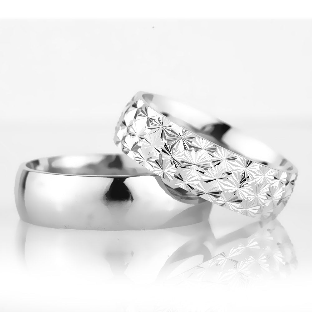 6-MM Silver convex sterling silver women's wedding ring sets orlasilver