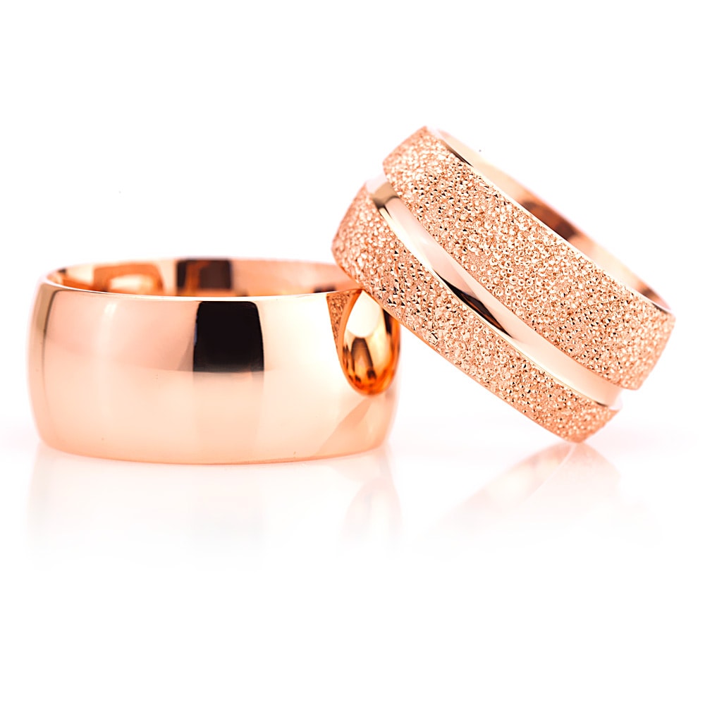 10-MM Rose convex wedding ring set sterling silver orlasilver