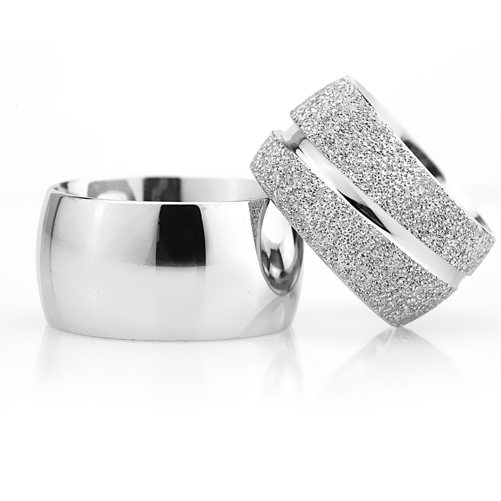 12-MM Silver convex wedding ring set sterling silver orlasilver