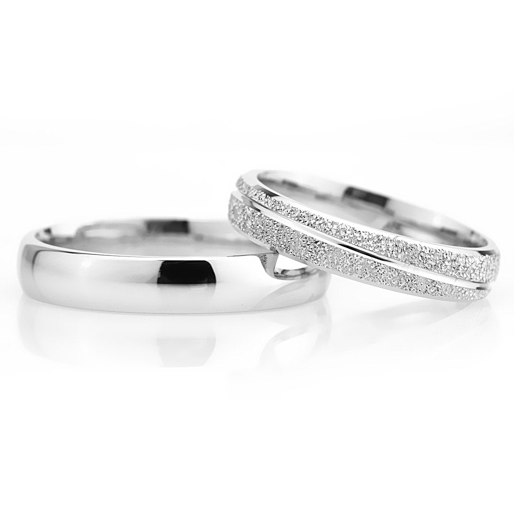 4-MM Silver convex wedding ring set sterling silver orlasilver