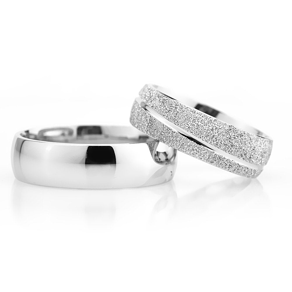 6-MM Silver convex wedding ring set sterling silver orlasilver