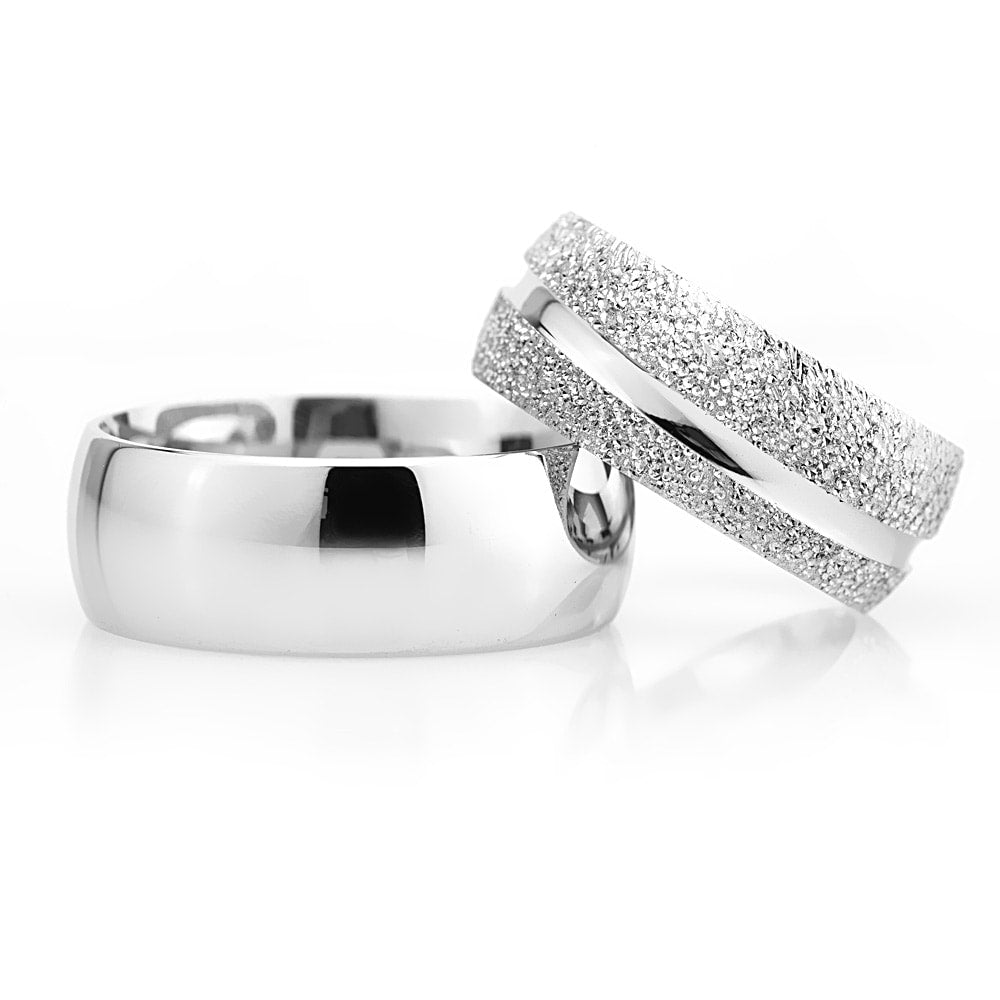 8-MM Silver convex wedding ring set sterling silver orlasilver