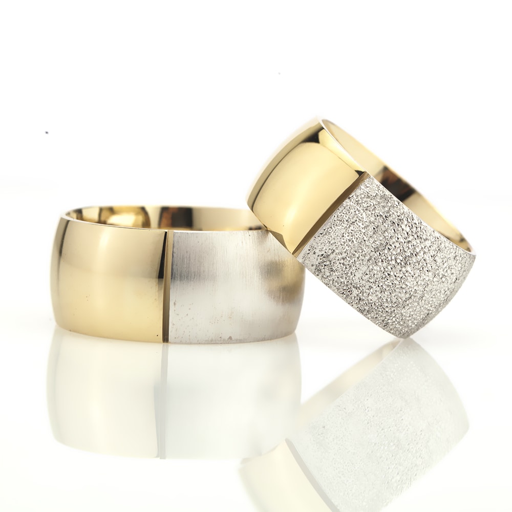 10-MM Gold-Silver convex wedding silver rings for couples orlasilver