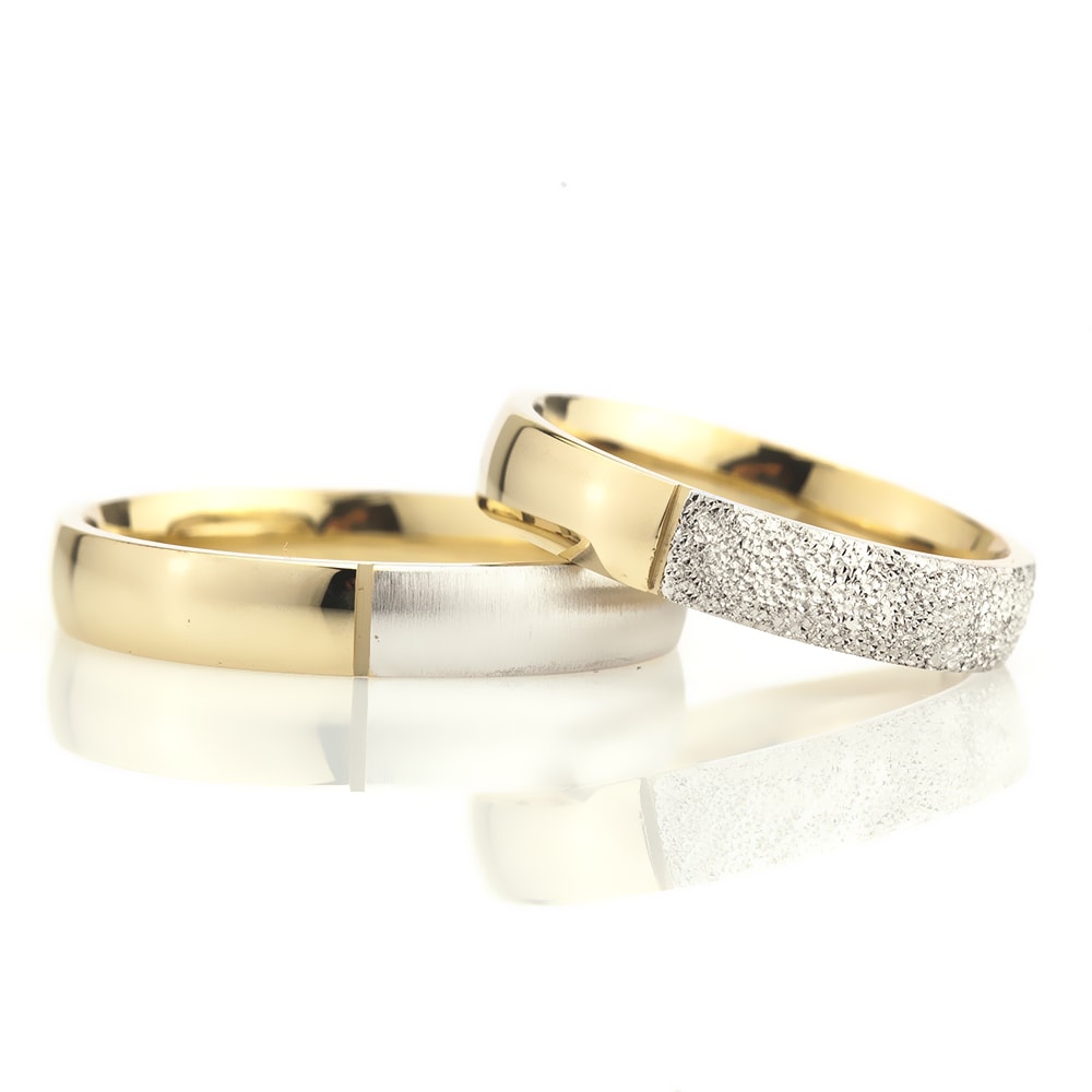 4-MM Gold-Silver convex wedding silver rings for couples orlasilver