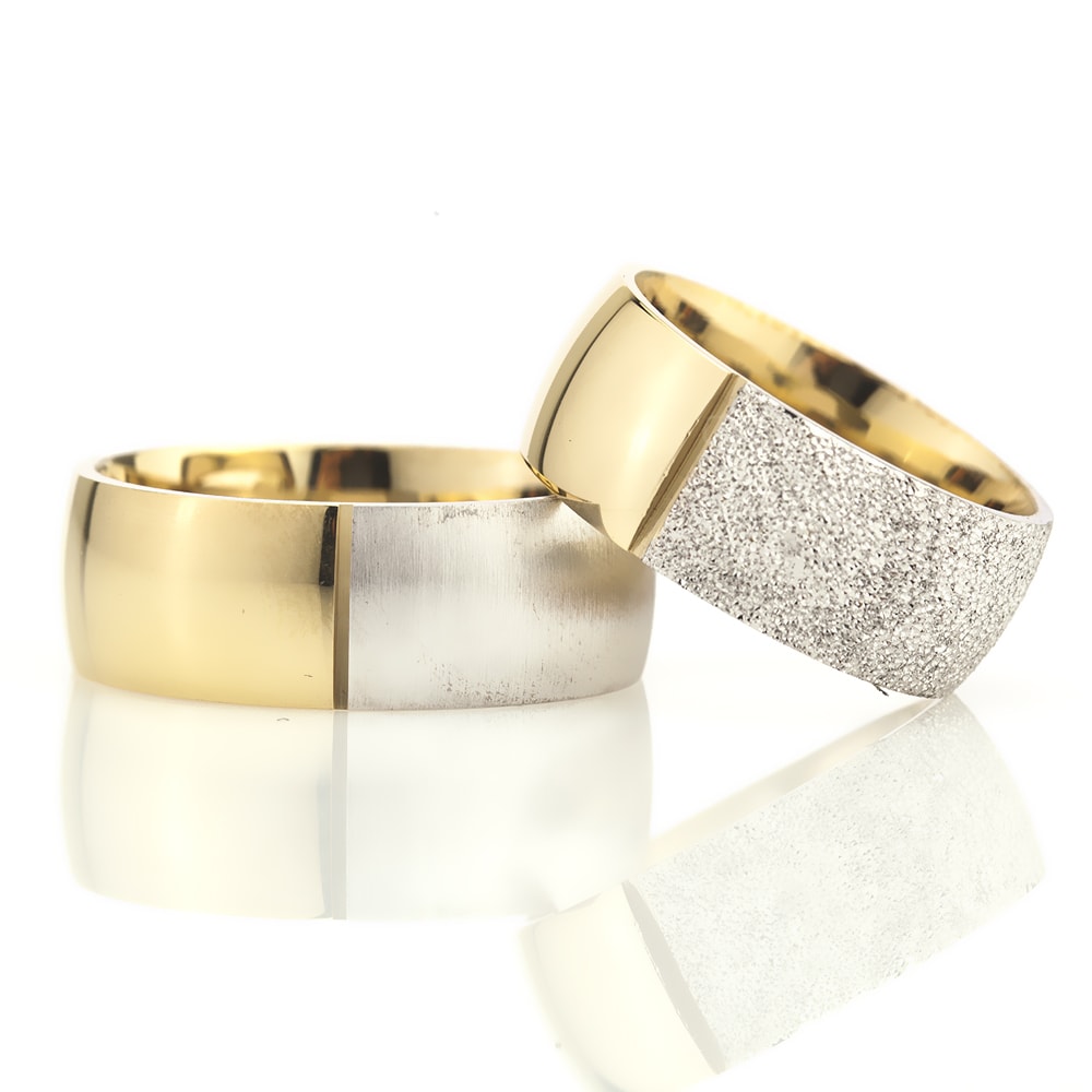 8-MM Gold-Silver convex wedding silver rings for couples orlasilver