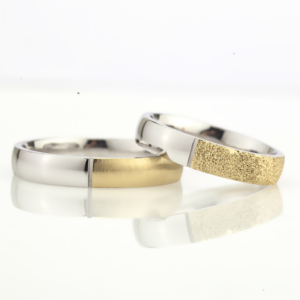 4-MM Silver-Gold convex wedding silver rings for couples orlasilver