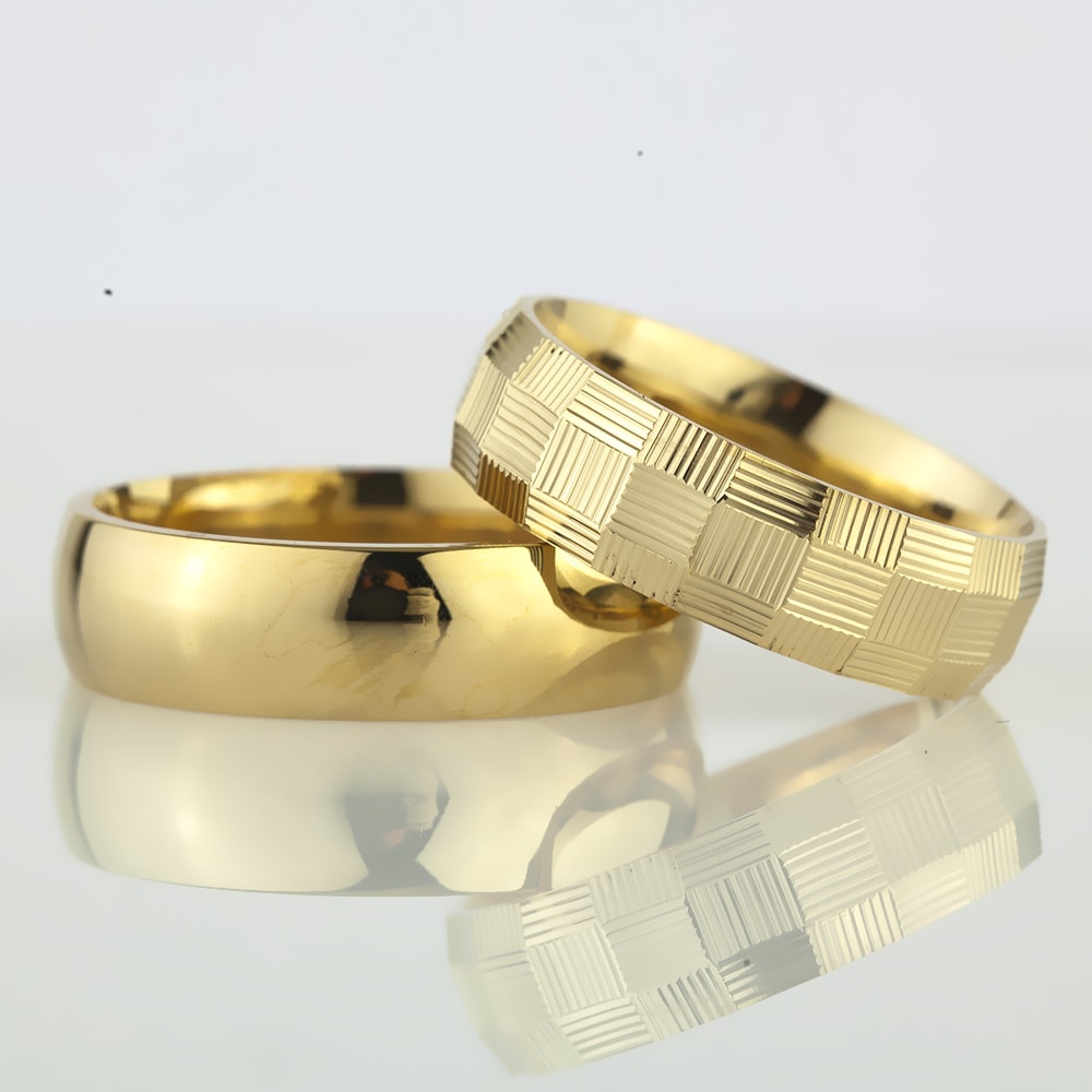 6-MM Gold couple wedding silver rings  orlasilver
