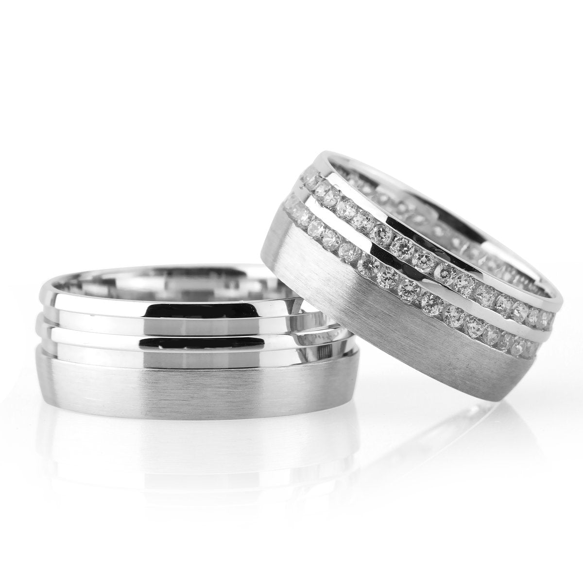 double row stone rhodium plated wedding ring orlasilver