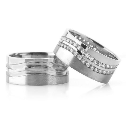 double row stone silver wedding rings  orlasilver