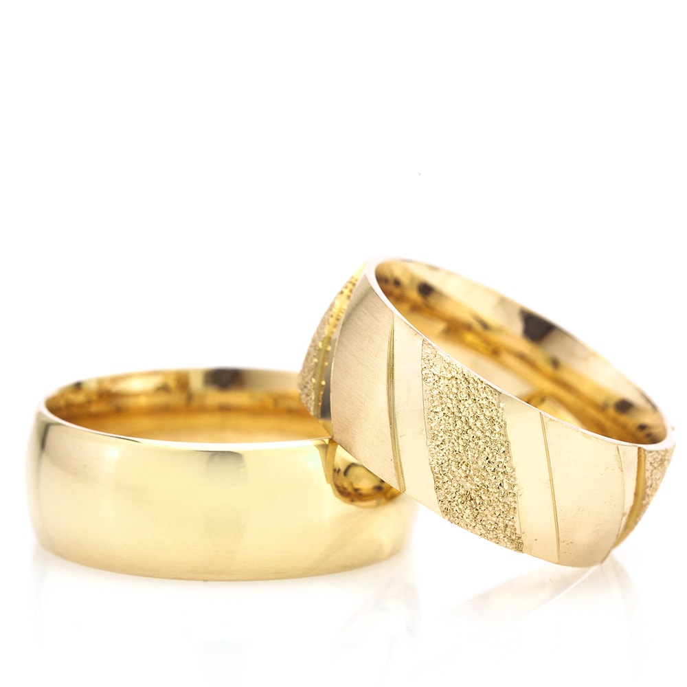 8-MM Gold gold and silver wedding ring set orlasilver