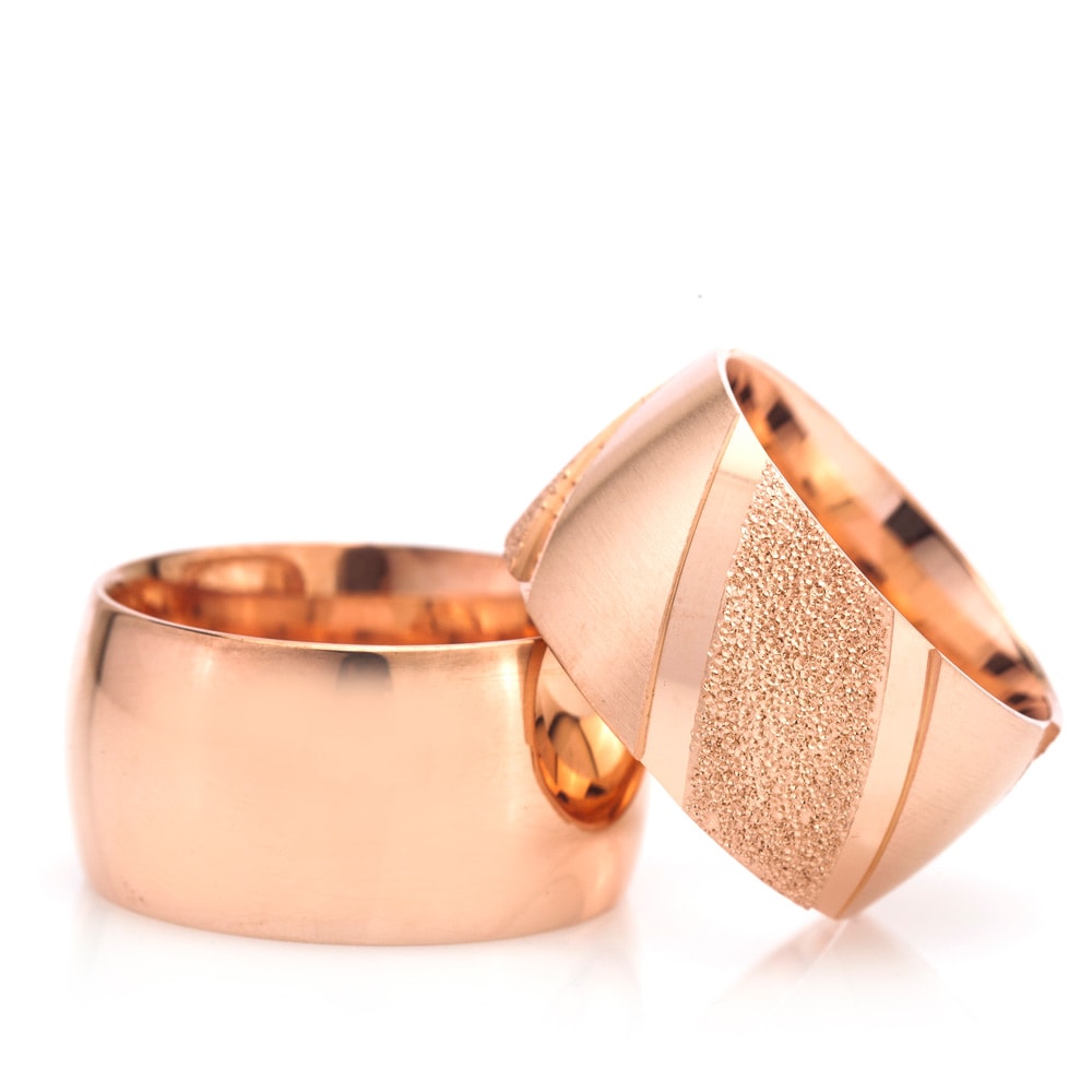 12-MM Rose gold and silver wedding ring set orlasilver