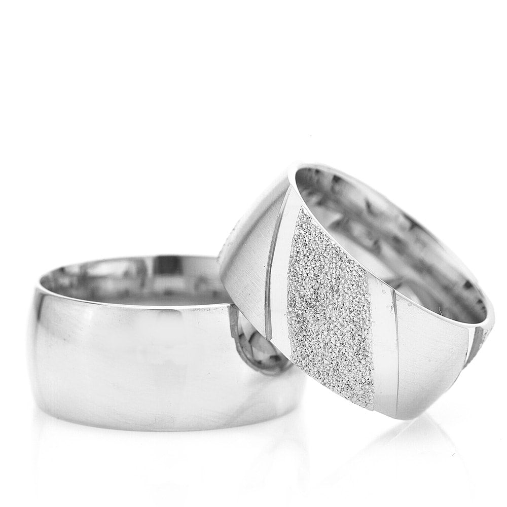 10-MM Silver gold and silver wedding ring set orlasilver