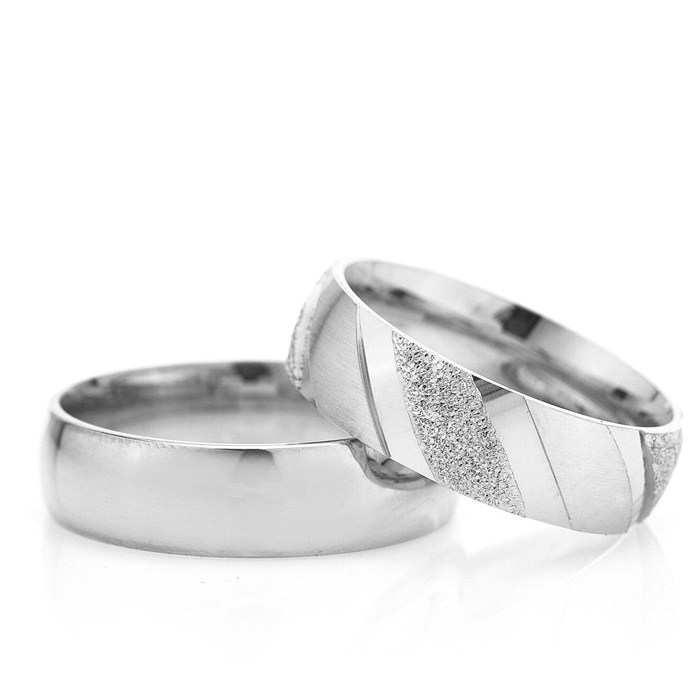 6-MM Silver gold and silver wedding ring set orlasilver