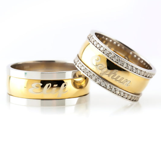 gold plated silver wedding ring with shiny ground orlasilver
