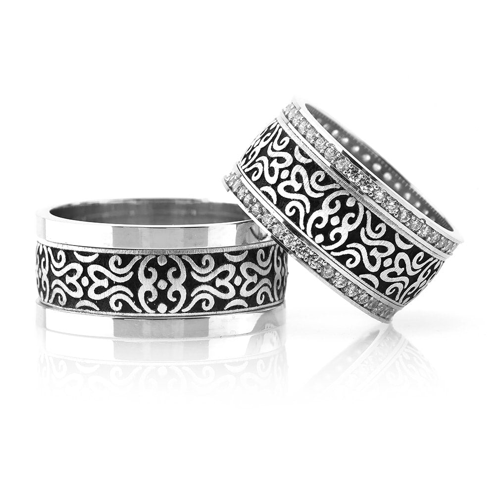 large wedding rings black and white orlasilver