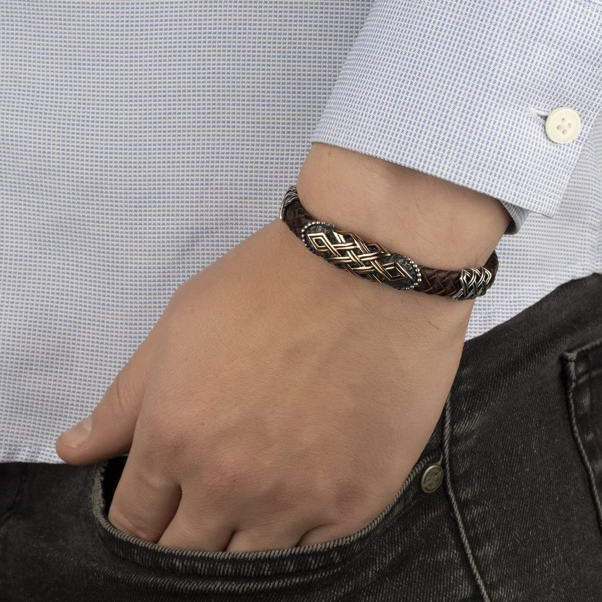 leather bracelet silver