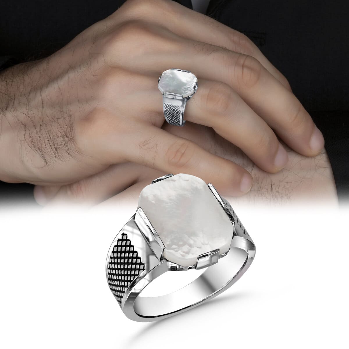 Pearl Stone Men's Ring | Rings for men, Mens gold jewelry, Mens silver  jewelry