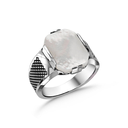 mother of pearl silver ring for men orlasilver