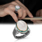 Mother Of Pearl Silver Rings For Men