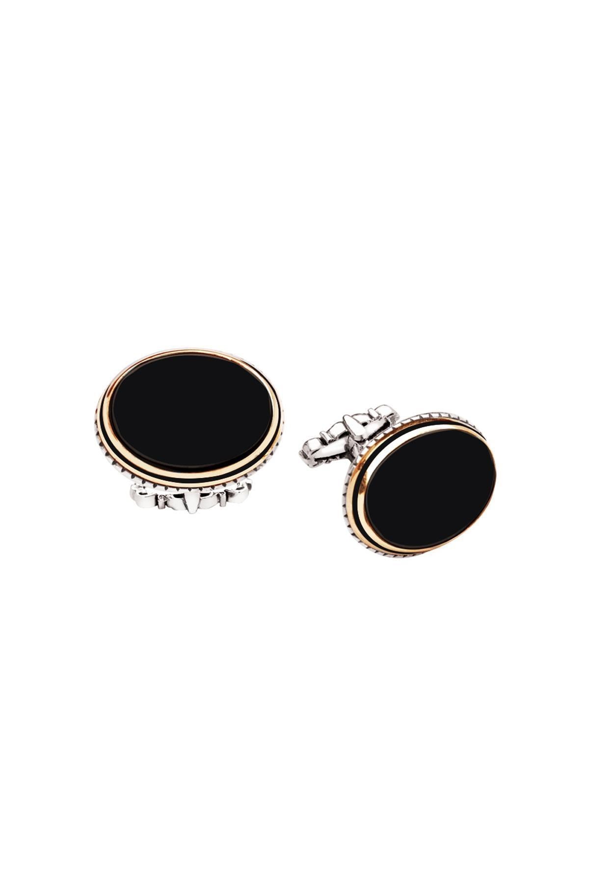 OrlaSilver Sterling Silver Black Onyx Round Cufflinks - Premier Gift for Groomsmen & Significant Events