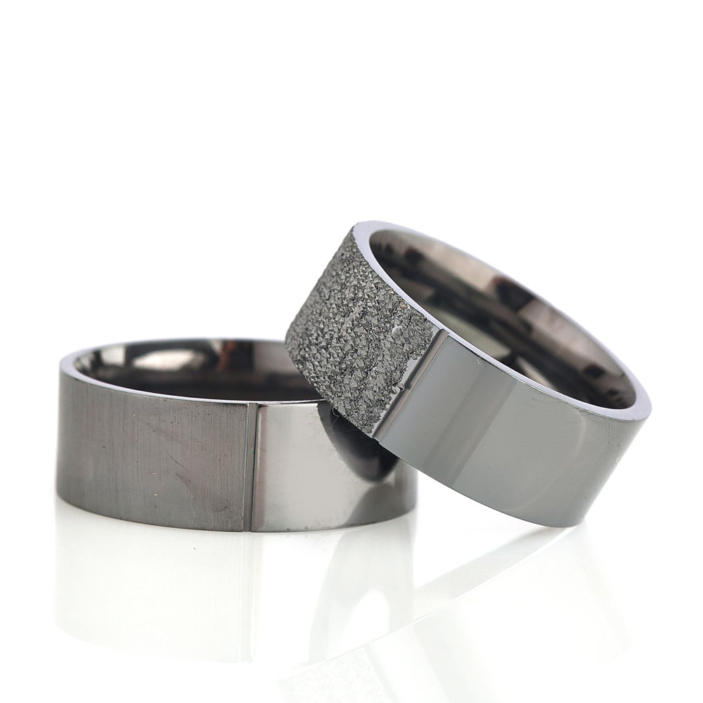 8-MM Black plain 925 silver wedding ring sets orlasilver