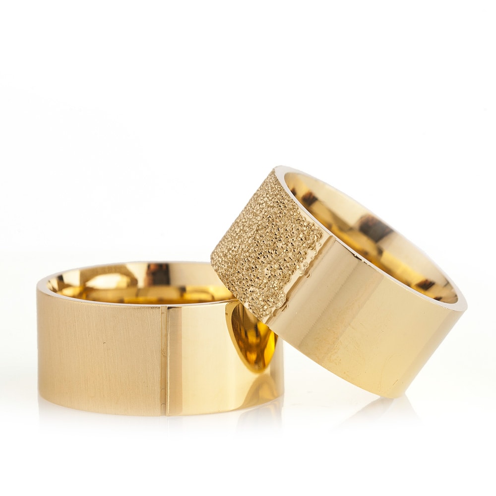 10-MM Gold plain 925 silver wedding ring sets orlasilver