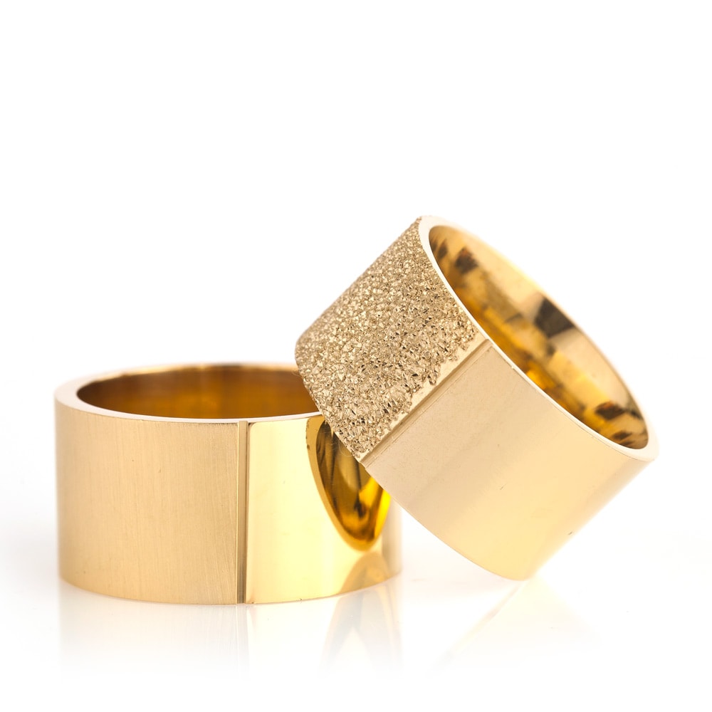 12-MM Gold plain 925 silver wedding ring sets orlasilver