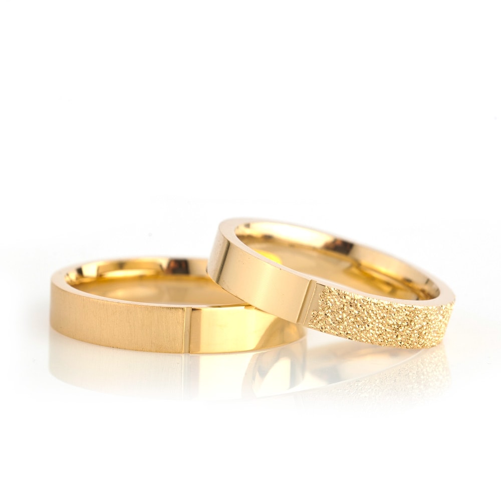 4-MM Gold plain 925 silver wedding ring sets orlasilver