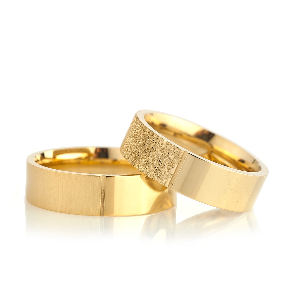 6-MM Gold plain 925 silver wedding ring sets orlasilver