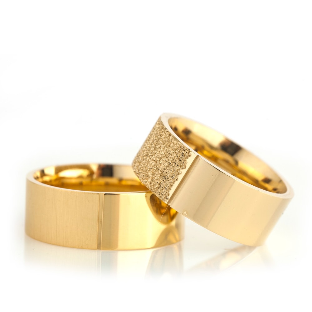 8-MM Gold plain 925 silver wedding ring sets orlasilver