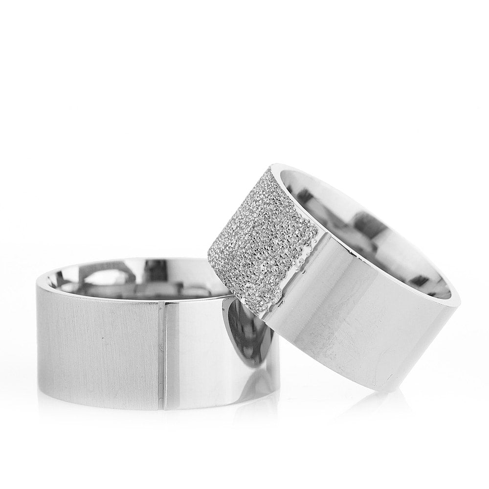 10-MM Silver plain 925 silver wedding ring sets orlasilver