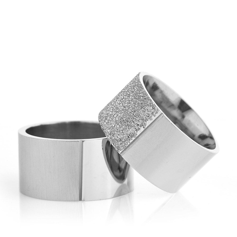 12-MM Silver plain 925 silver wedding ring sets orlasilver