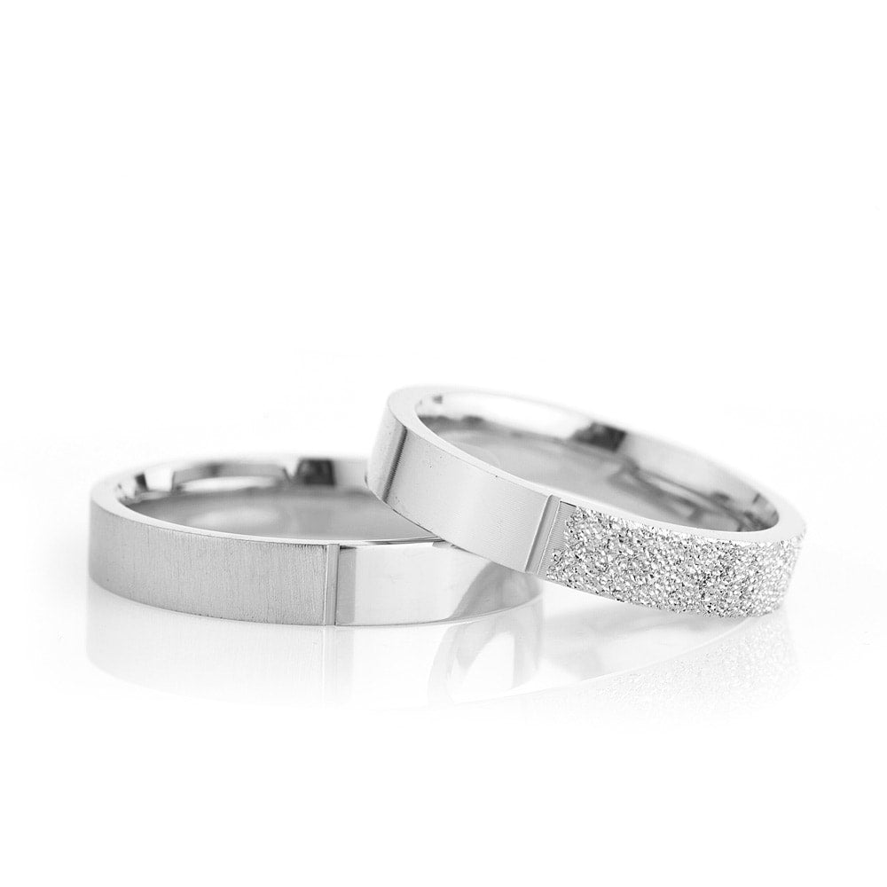 4-MM Silver plain 925 silver wedding ring sets orlasilver