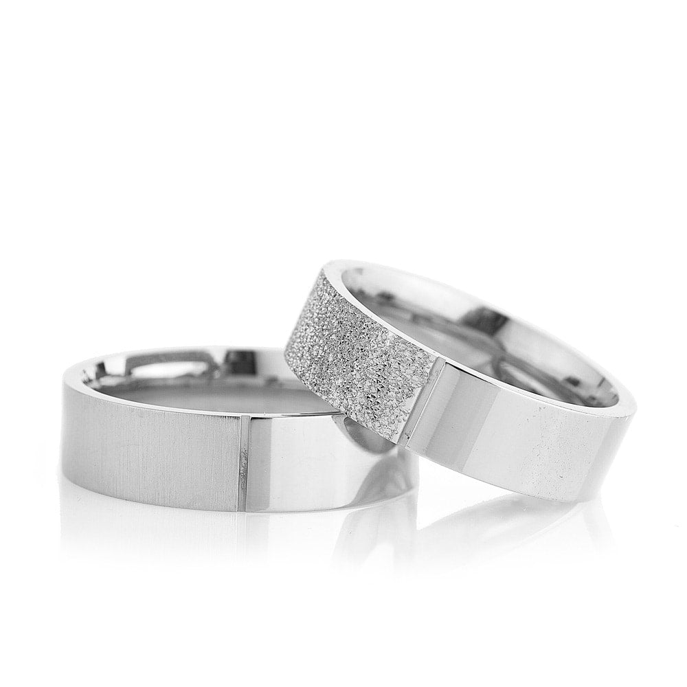 6-MM Silver plain 925 silver wedding ring sets orlasilver