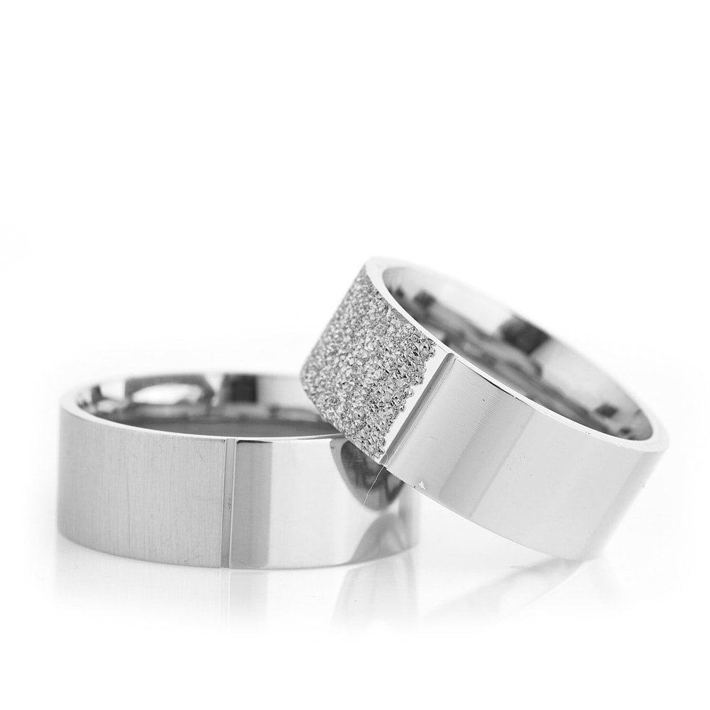 8-MM Silver plain 925 silver wedding ring sets orlasilver