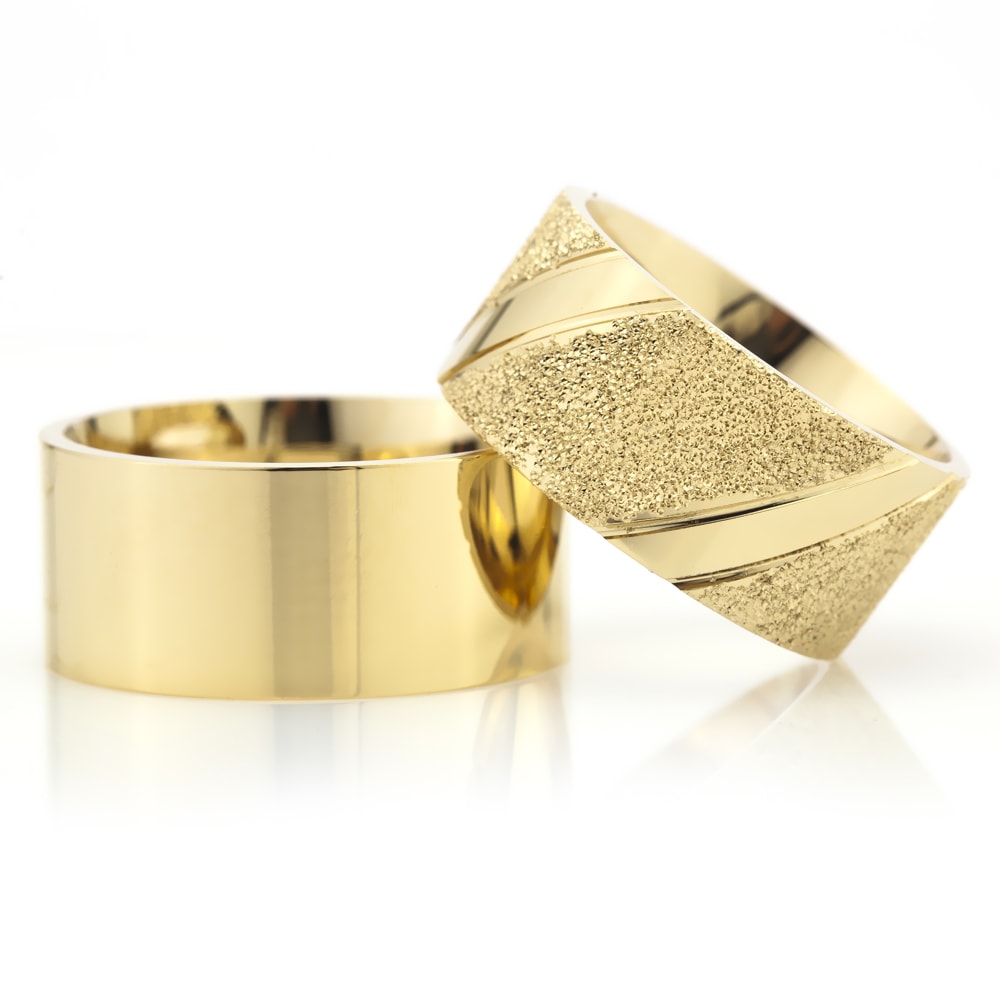 10-MM Gold plain 925 sterling silver wedding ring sets orlasilver