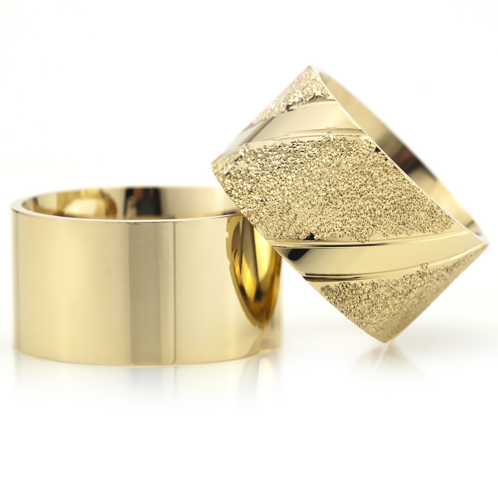 12-MM Gold plain 925 sterling silver wedding ring sets orlasilver