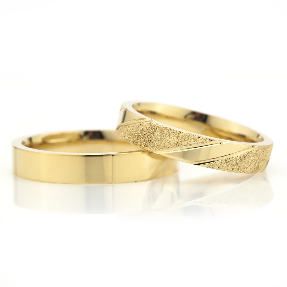 4-MM Gold plain 925 sterling silver wedding ring sets orlasilver