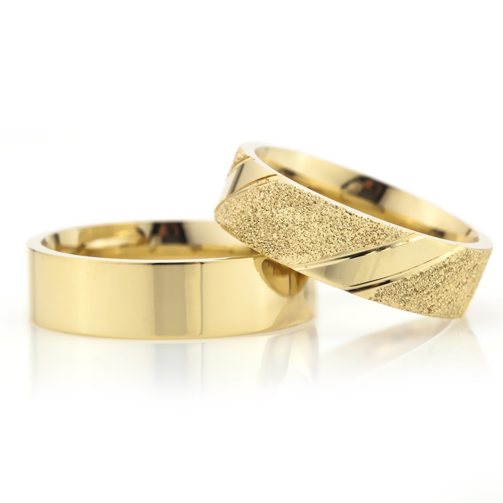 6-MM Gold plain 925 sterling silver wedding ring sets orlasilver
