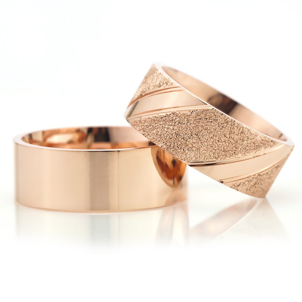8-MM Rose plain 925 sterling silver wedding ring sets orlasilver