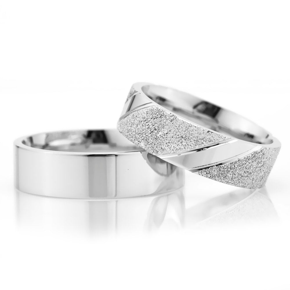 6-MM Silver plain 925 sterling silver wedding ring sets orlasilver