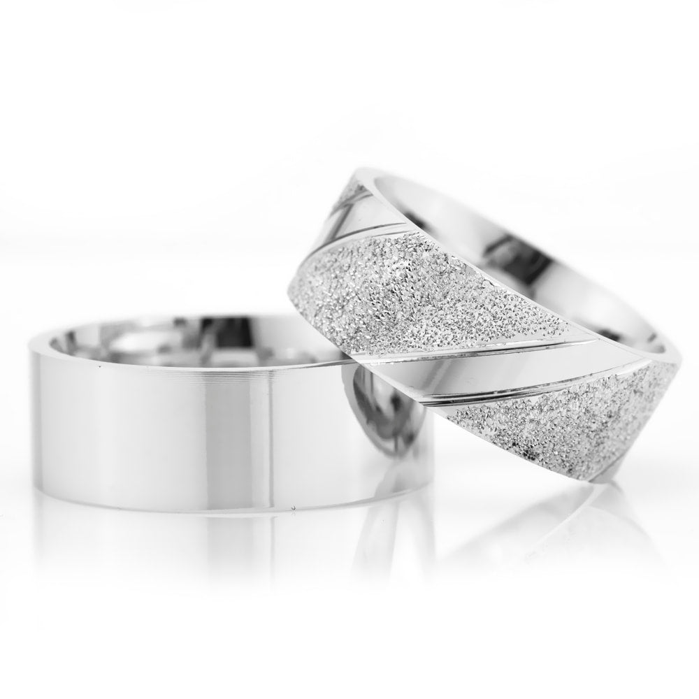 8-MM Silver plain 925 sterling silver wedding ring sets orlasilver