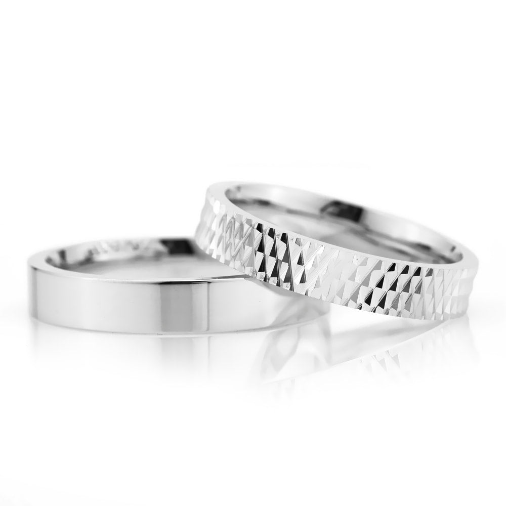 4-MM Silver plain gold and silver wedding ring set orlasilver
