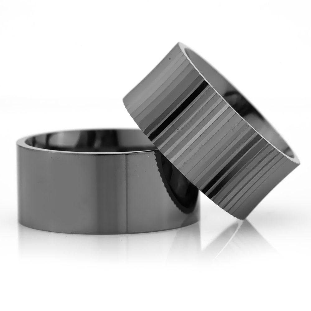 10-MM Black plain silver wedding ring sets orlasilver