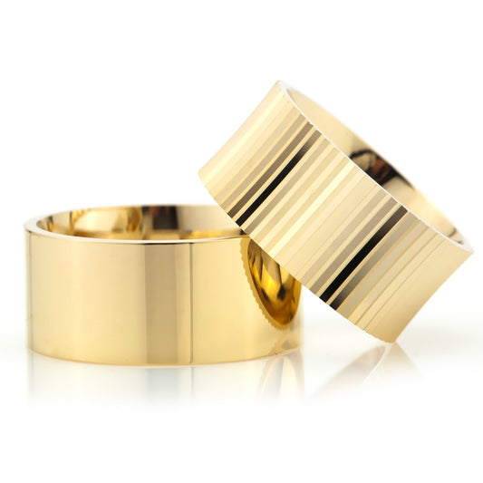 10-MM Gold plain silver wedding ring sets orlasilver